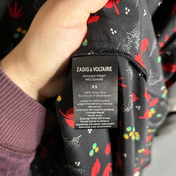 Zadig & Voltaire Render Print Silk Dress Black / Red Size XS - Picture 4 of 4